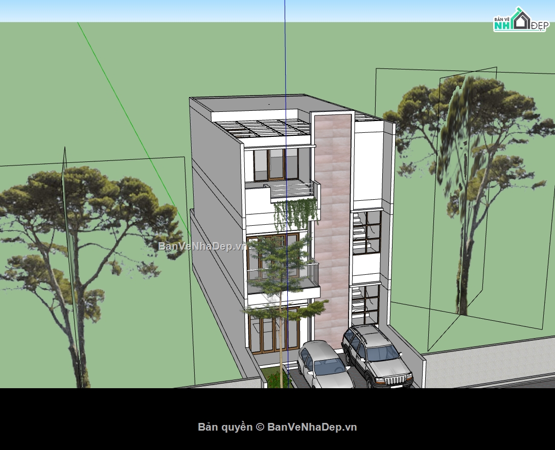 nhà phố 3 tầng,su nhà phố 3 tầng,nhà phố 3 tầng sketchup,nhà phố hiện đại