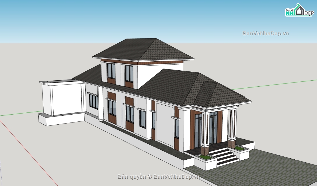 su nhà 2 tầng,nhà 2 tầng,sketchup nhà 2 tầng