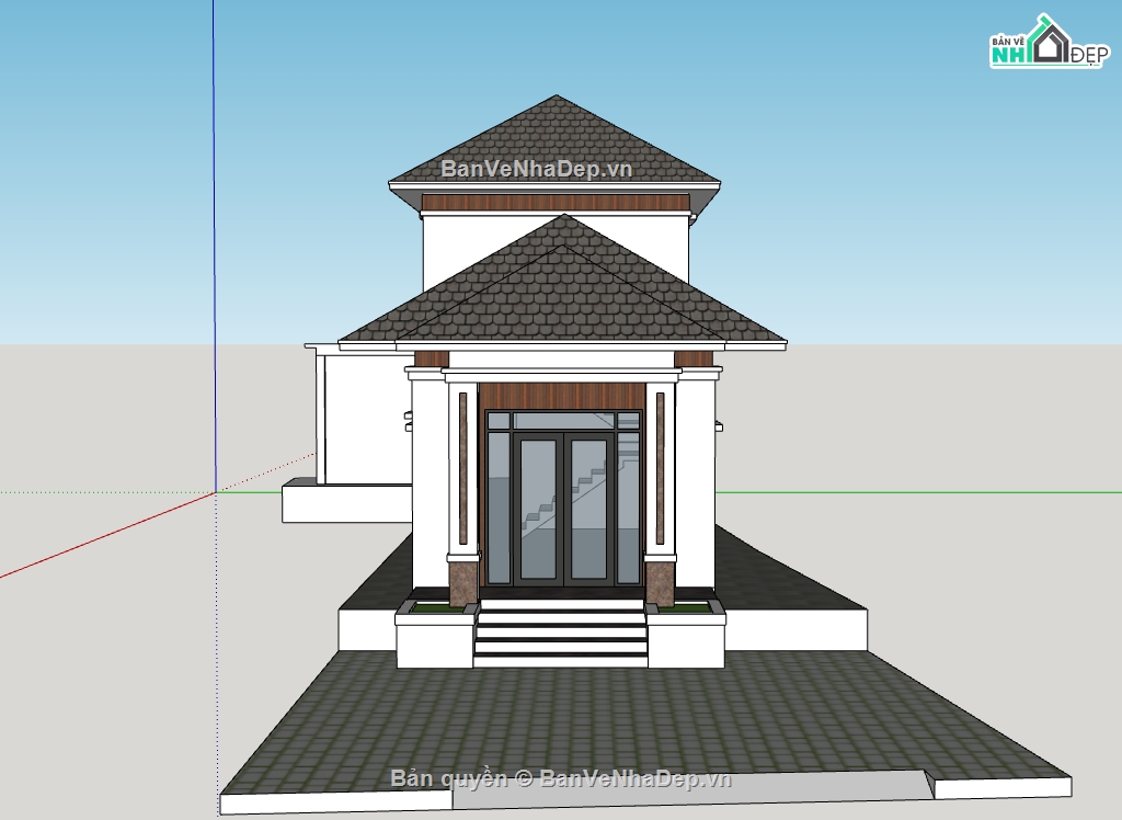 su nhà 2 tầng,nhà 2 tầng,sketchup nhà 2 tầng