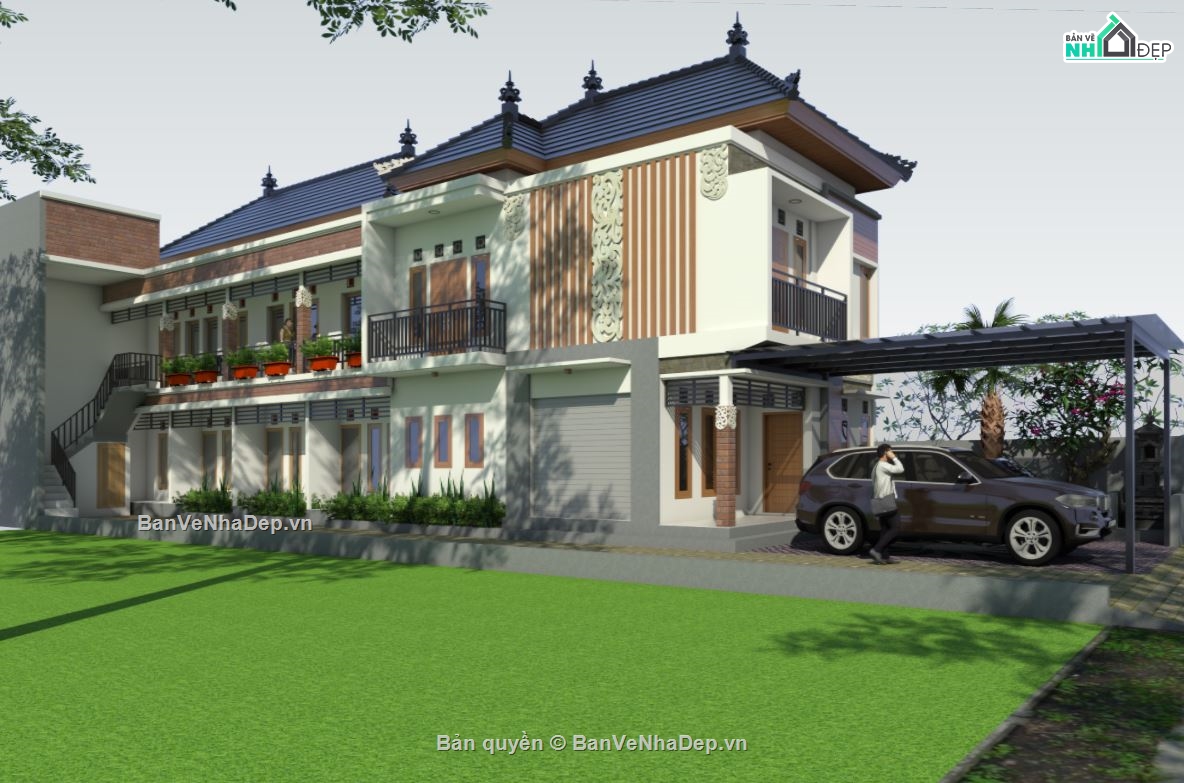 biệt thự 2 tầng,Model sketchup biệt thự,thiết kế biệt thự 2 tầng,mẫu biệt thự 2 tầng