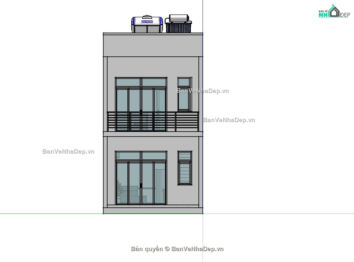 nhà 2 tầng đơn giản,sketchup nhà phố 2 tầng,mẫu su nhà phố hiện đại,thiết kế nhà phố 2 tầng