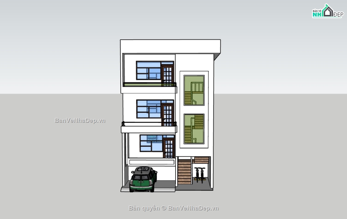 nhà 4 tầng,model su nhà phố 4 tầng,su nhà phố,sketchup nhà phố