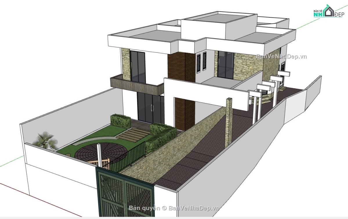 nhà phố 2 tầng,model su nhà phố 2 tầng,sketchup nhà phố 2 tầng