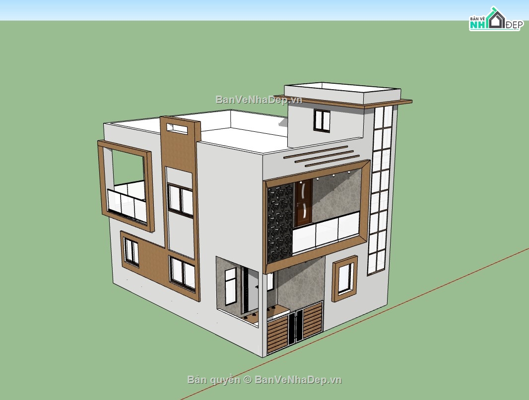 su nhà phố,sketchup nhà phố,su nhà phố 2 tầng