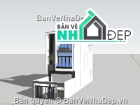 nhà phố 3 tầng,sketchup nhà phố 3 tầng,ngoại cảnh nhà phố,nhà phố hiện đại