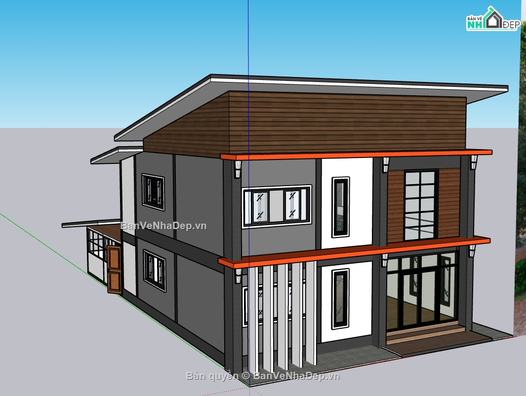 3d sketchup nhà ở gia đình,file sketchup nhà phố 2 tầng,Model sketchup nhà phố 2 tầng,File 3d sketchup nhà 2 tầng