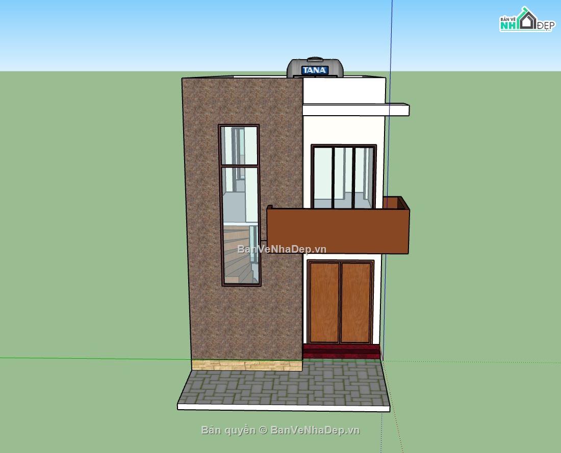 nhà phố hiện đại,mẫu nhà phố 2 tầng su,nhà phố 2 tầng sketchup,model su nhà phố