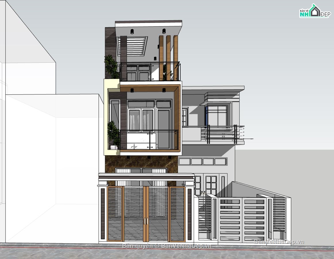 nhà phố 3 tầng,nhà 3 tầng hiện đại,file su nhà phố 3 tầng,nhà phố 3 tầng sketchup