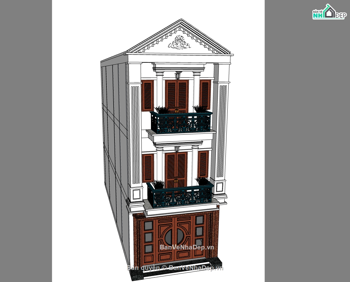 nhà phố 3 tầng,file su nhà phố 3 tầng,model sketchup nhà phố 3 tầng,model su nhà phố,file sketchup nhà phố 3 tầng