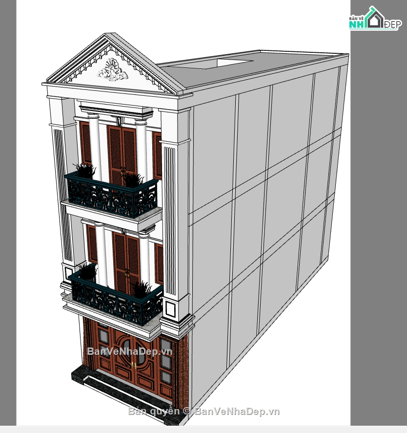 nhà phố 3 tầng,file su nhà phố 3 tầng,model sketchup nhà phố 3 tầng,model su nhà phố,file sketchup nhà phố 3 tầng