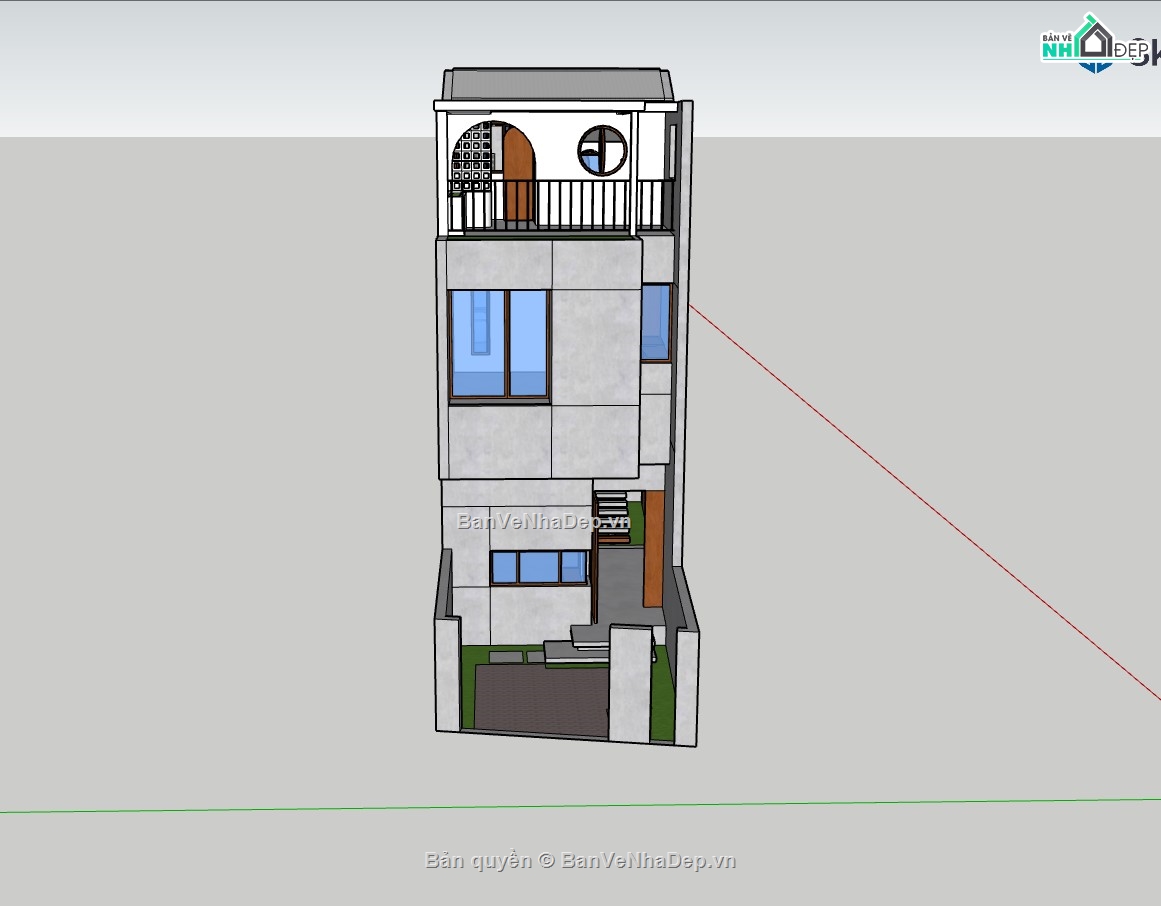 nhà phố 3 tầng,su nhà phố,sketchup nhà phố,su nhà phố 3 tầng