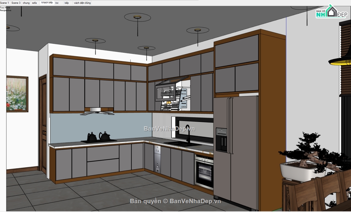 model su nội thất căn hộ,nội thất phòng khách,sketchup nội thất,File sketchup nội thất,nội thất căn hộ,Bếp ăn