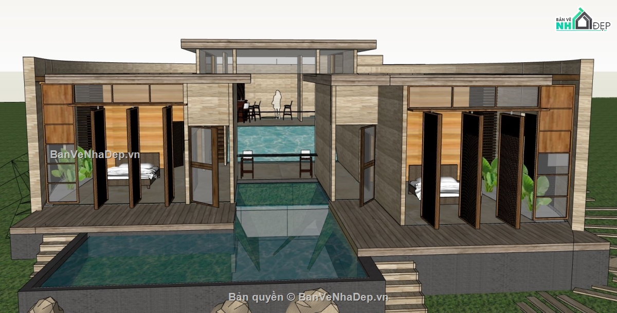 nội thất biệt thự,biệt thự sketchup,sketchup nội thất,biệt thự nghỉ dưỡng