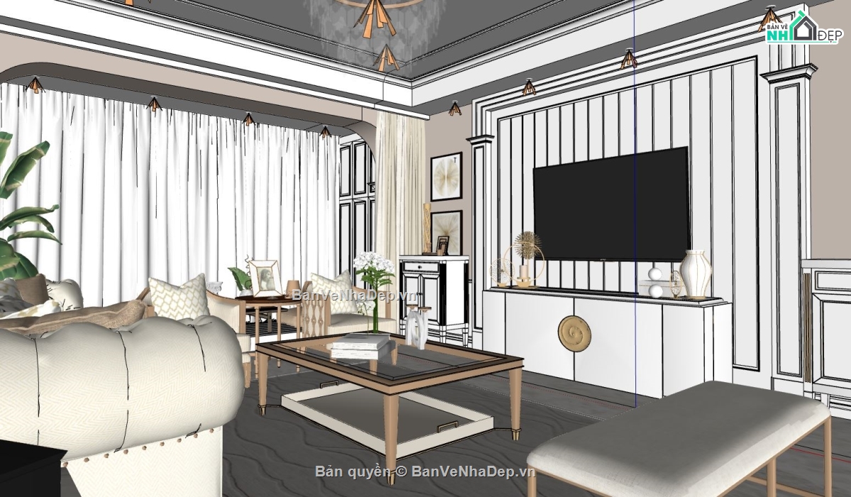 nội thất phòng khách,Model sketchup phòng khách,phòng khách model su,file sketchup phòng khách,phòng khách model sketchup