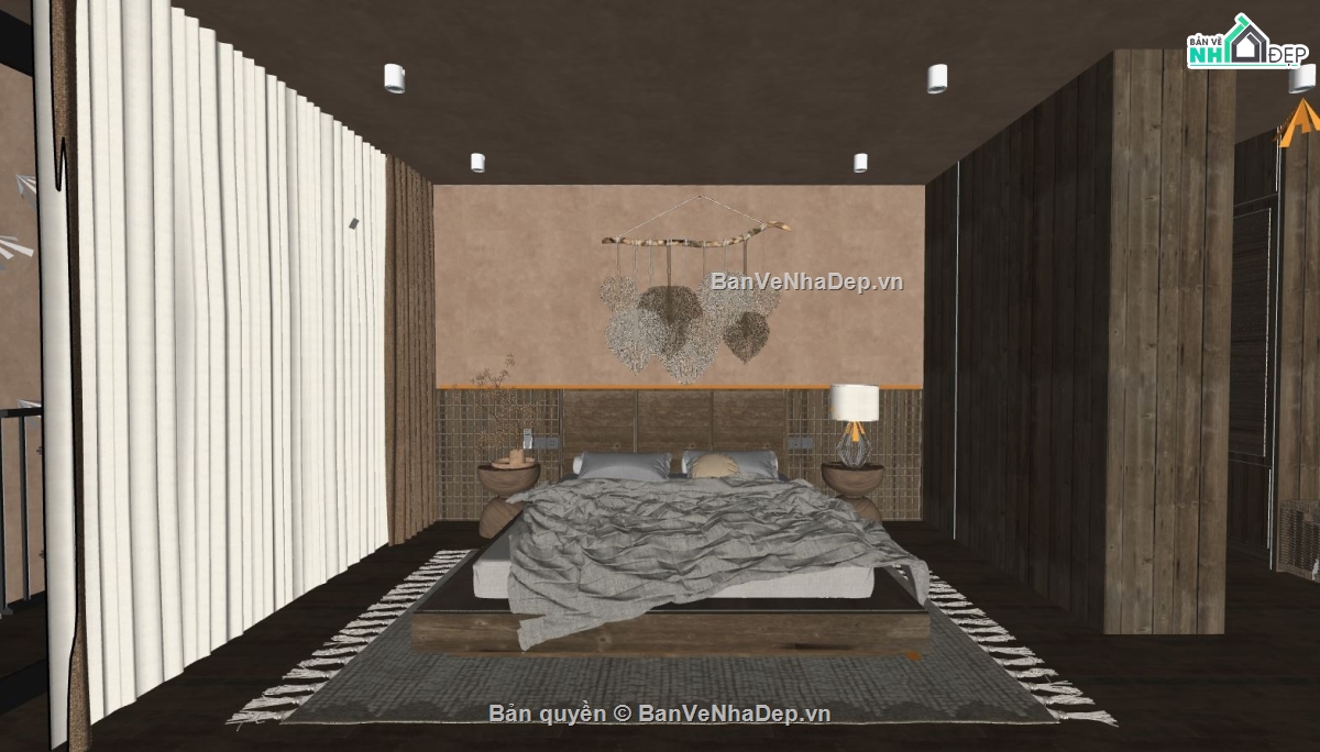 nội thất phòng ngủ,sketchup nội thất phòng ngủ,phòng ngủ hiện đại