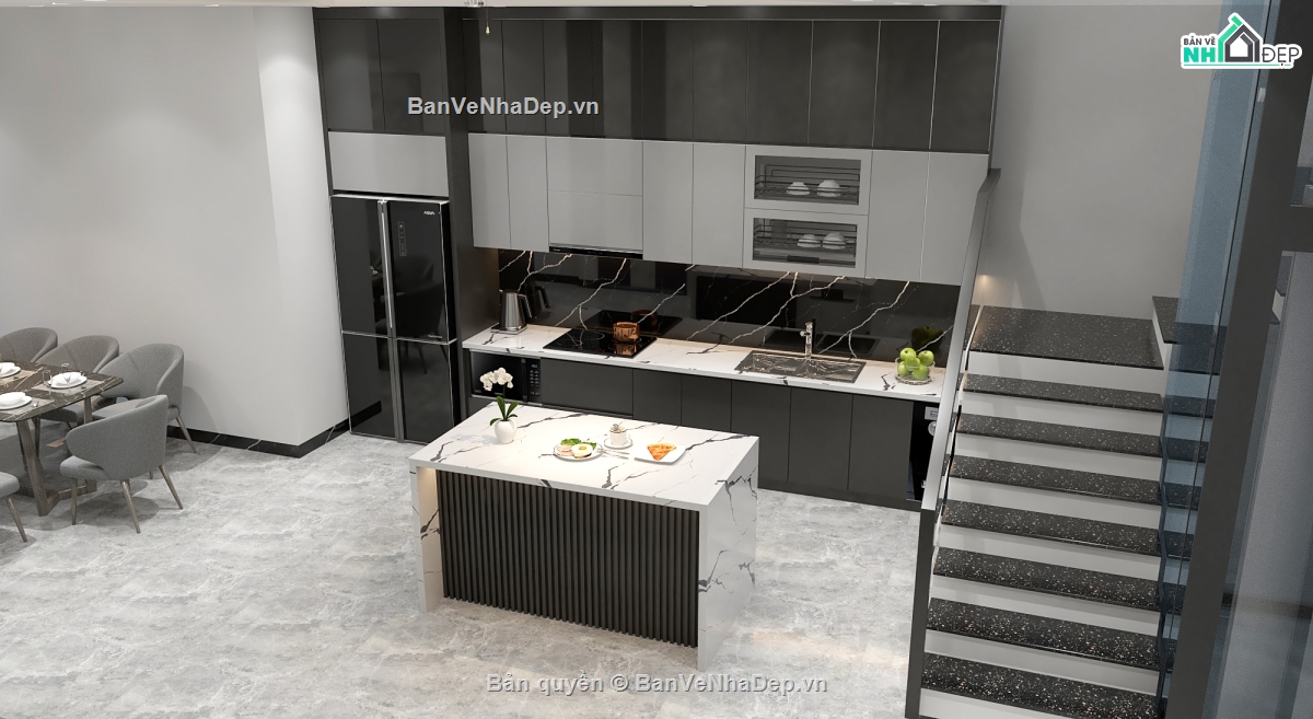nhà bếp hiện đại,Model 3d Phòng bếp,phòng bếp hiện đại