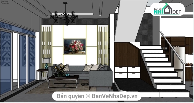 Sketchup thiết kế nội tất căn hộ,Mẫu thiết kế nội thất tầng 1,Mẫu thiết kế tầng 1,thiết kế nội thất nhà phố,phối cảnh nội thất nhà phố su