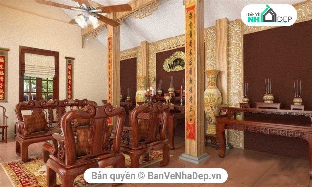 Su phối cảnh nhà tổ,phối cảnh phật đường,từ đường Su,Sketchup nhà thờ tổ,phối cảnh nhà từ đường