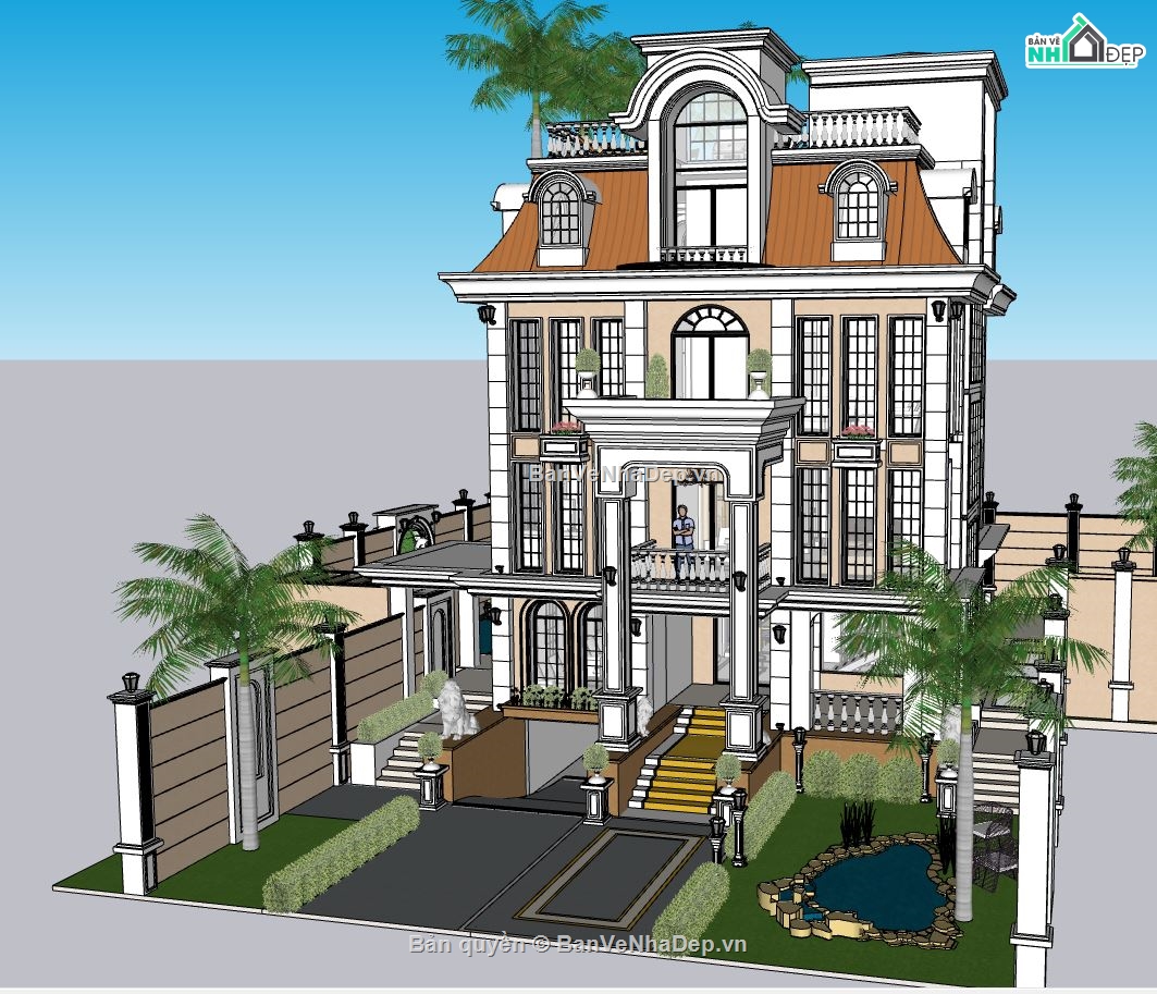biệt thự tân cổ 3 tầng,3 tầng tân cổ điển,biệt thự cổ điển 3 tầng