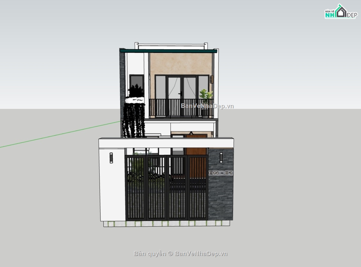 su nhà phố,sketchup nhà phố,su nhà phố 2 tầng