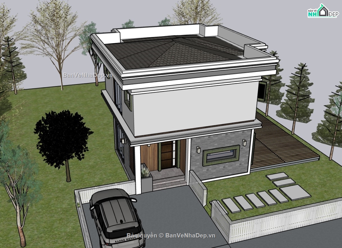 su nhà phố,sketchup nhà phố,su nhà phố 2 tầng