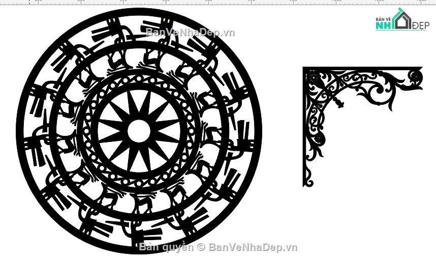 hoa góc cnc,hoa văn trống đồng cnc,File dxf trống đồng cnc,hoa góc trang trí