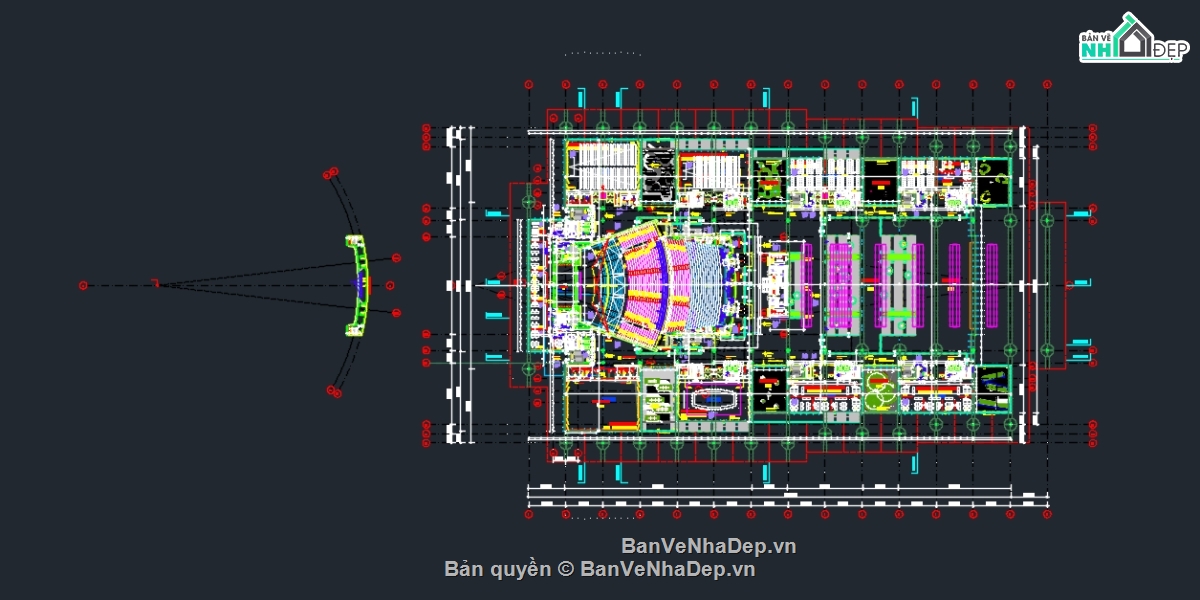 trung tâm hội nghị,file cad trung tâm hội nghị,bản vẽ trung tâm hội nghị