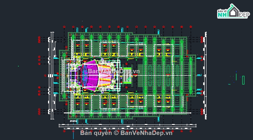 trung tâm hội nghị,file cad trung tâm hội nghị,bản vẽ trung tâm hội nghị