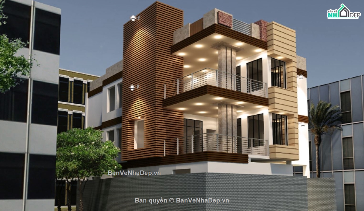 biệt thự 3 tầng,biệt thự sketchup,biệt thự hiện đại