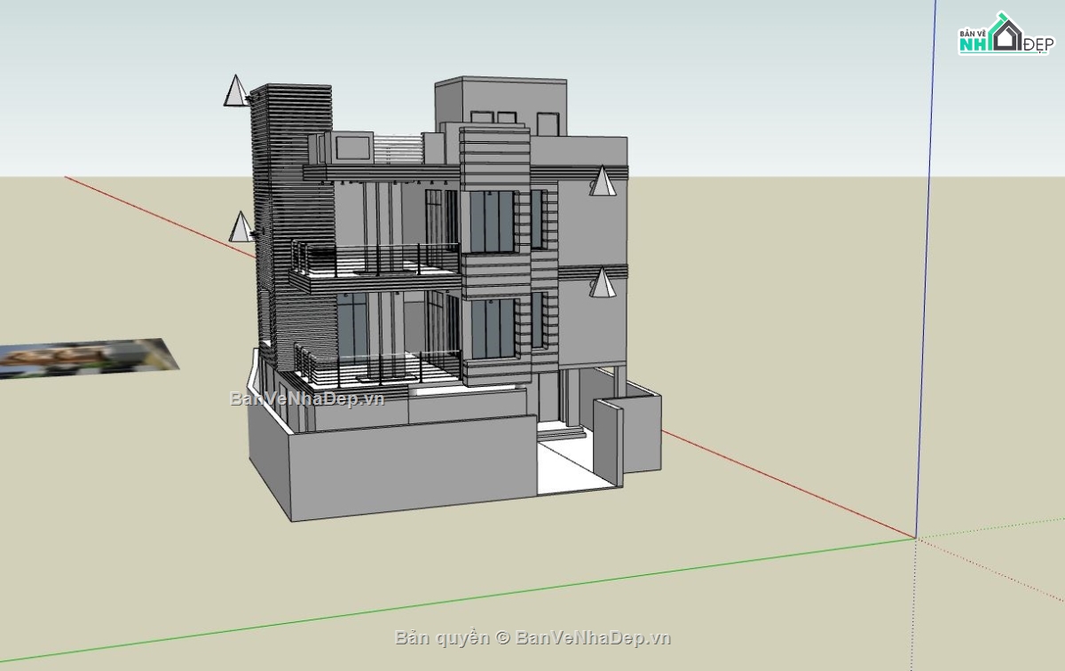 biệt thự 3 tầng,biệt thự sketchup,biệt thự hiện đại