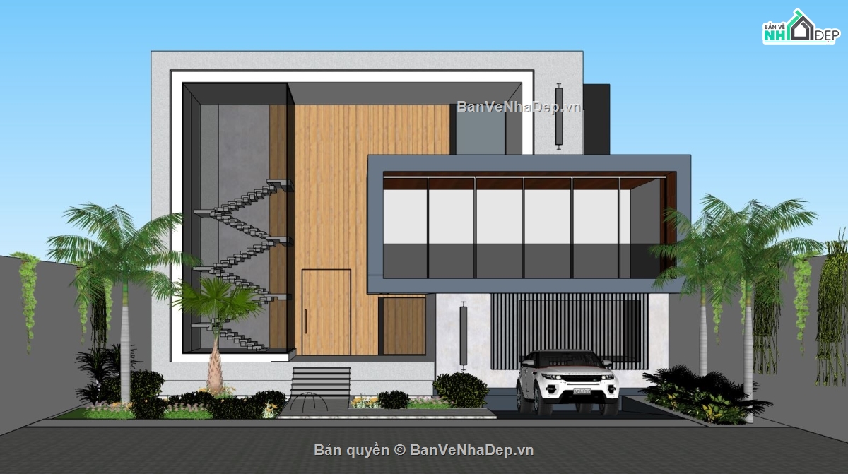 Ngoại thất biệt thự,biệt thự 2 tầng,su biệt thự 2 tầng,phối cảnh biệt thự