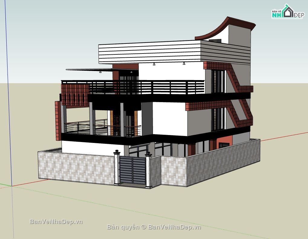 biệt thự hiện đại,biệt thự 3 tầng,phối cảnh biệt thự