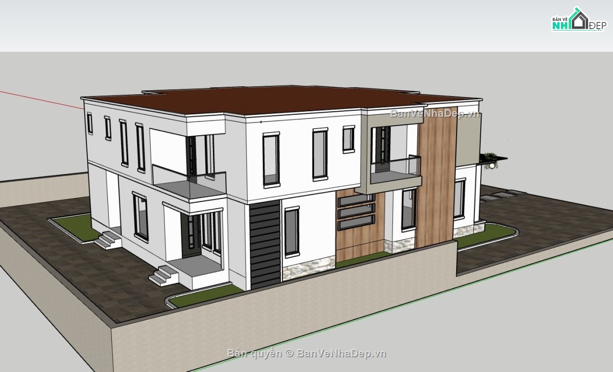 Trung tâm trưng bày,sketchup phòng trưng bày,ngoại cảnh trung tâm trưng bày