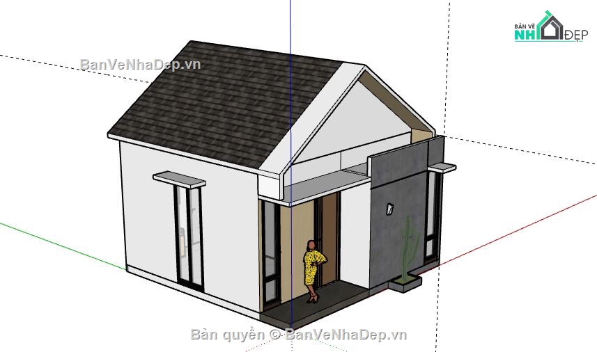 Nhà cấp 4,model su nhà cấp 4,sketchup nhà cấp 4
