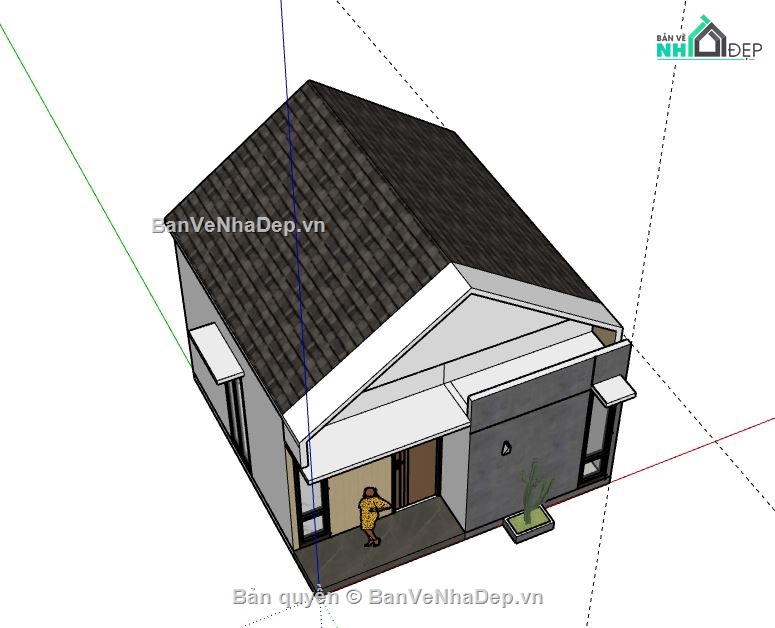 Nhà cấp 4,model su nhà cấp 4,sketchup nhà cấp 4