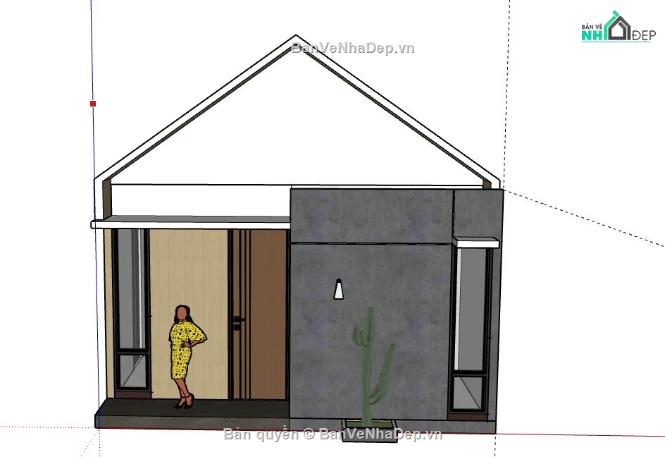 Nhà cấp 4,model su nhà cấp 4,sketchup nhà cấp 4