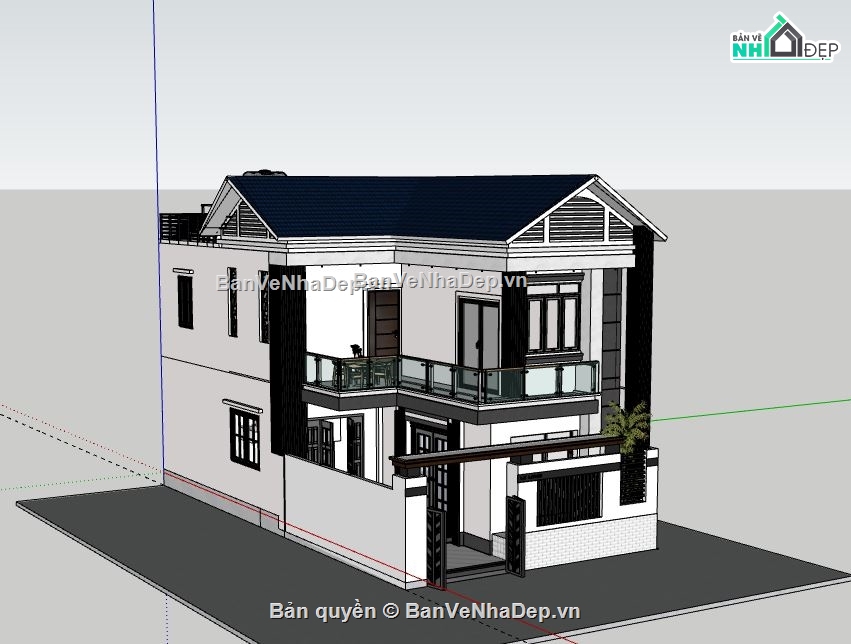 Nhà 2 tầng,file su nhà 2 tầng,nhà 2 tầng sketchup