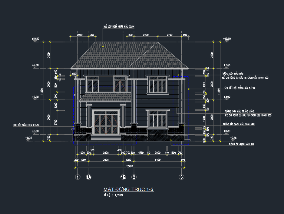 Nhà 2 tầng,bản vẽ nhà 2 tầng,file cad nhà 2 tầng,nhà mái nhật,bản vẽ nhà mái nhật
