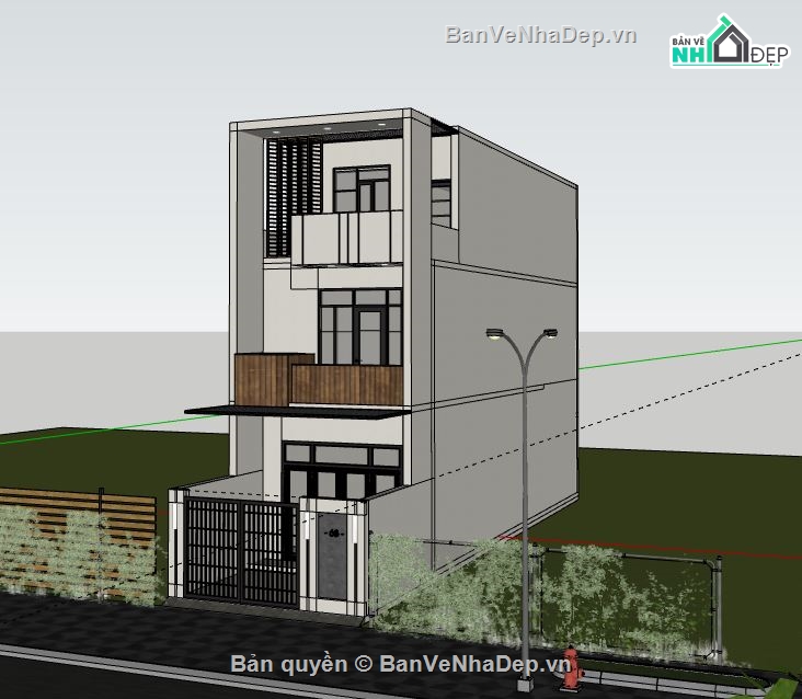 Nhà phố 3 tầng,file su nhà phố 3 tầng,model sketchup nhà phố 3 tầng