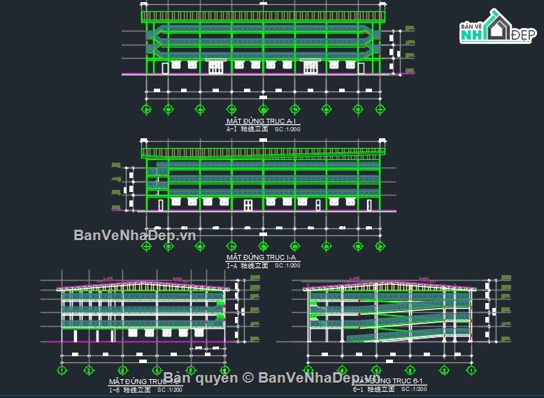 Nhà ăn kết hợp nhà xe,Bản vẽ nhà xe,Bản vẽ nhà ăn và nhà xe