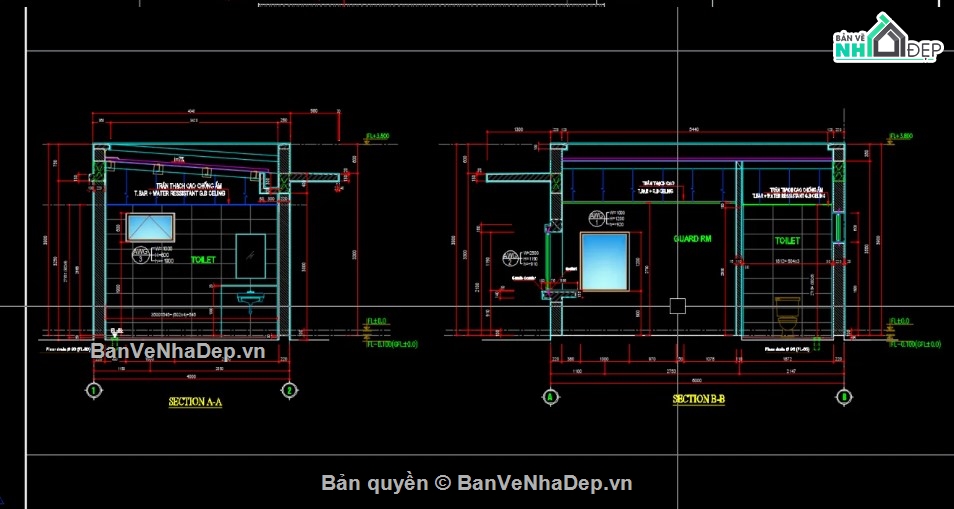 thiết kế nhà bảo vệ,bản vẽ nhà bảo vệ,nhà bảo vệ công ty