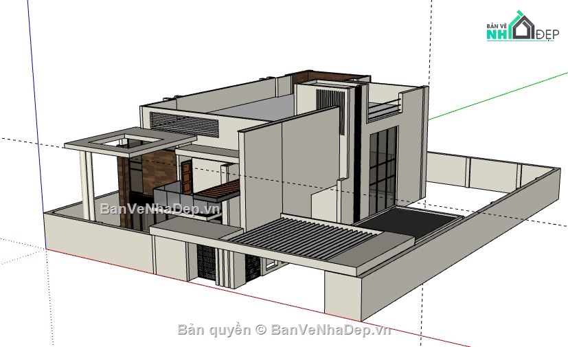 Biệt thự 1 tầng,model su biệt thự 1 tầng,biệt thự 1 tầng file su