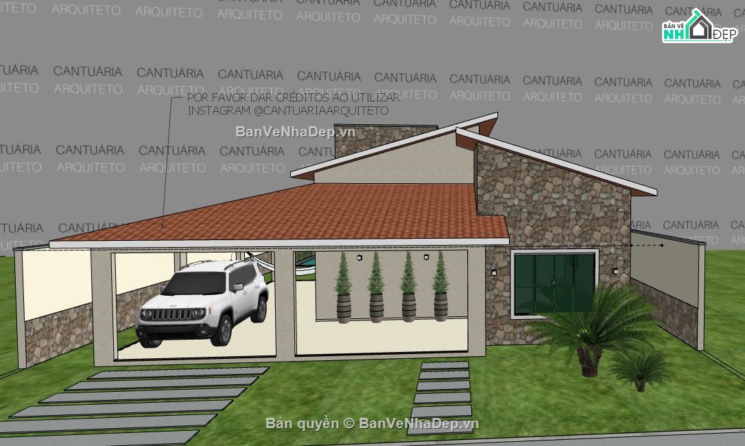 Biệt thự 1 tầng,model su biệt thự 1 tầng,biệt thự 1 tầng file su