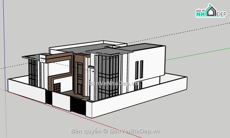 Biệt thự 1 tầng,model su biệt thự 1 tầng,sketchup biệt thự 1 tầng