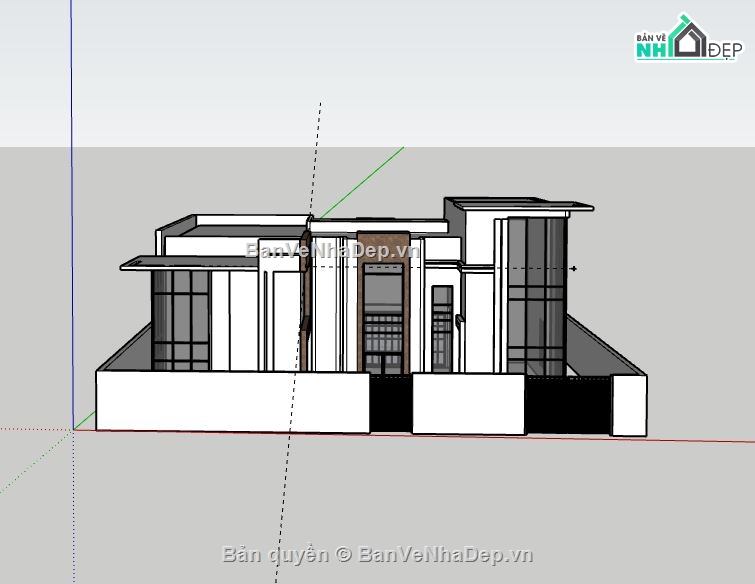 Biệt thự 1 tầng,model su biệt thự 1 tầng,sketchup biệt thự 1 tầng