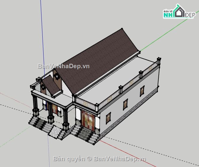 Biệt thự 1 tầng,Model su biệt thự 1 tầng,biệt thự 1 tầng file su