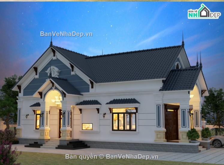 biệt thự 1 tầng,mái thái 1 tầng,biệt thự mái thái 1 tầng