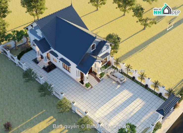 biệt thự 1 tầng,mái thái 1 tầng,biệt thự mái thái 1 tầng