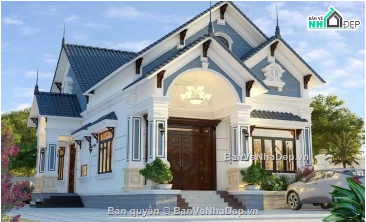 biệt thự 1 tầng,mái thái 1 tầng,biệt thự mái thái 1 tầng