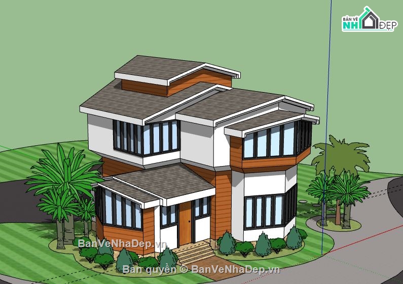 Biệt thự 2 tầng,model su biệt thự 2 tầng,mẫu biệt thự 2 tầng sketchup